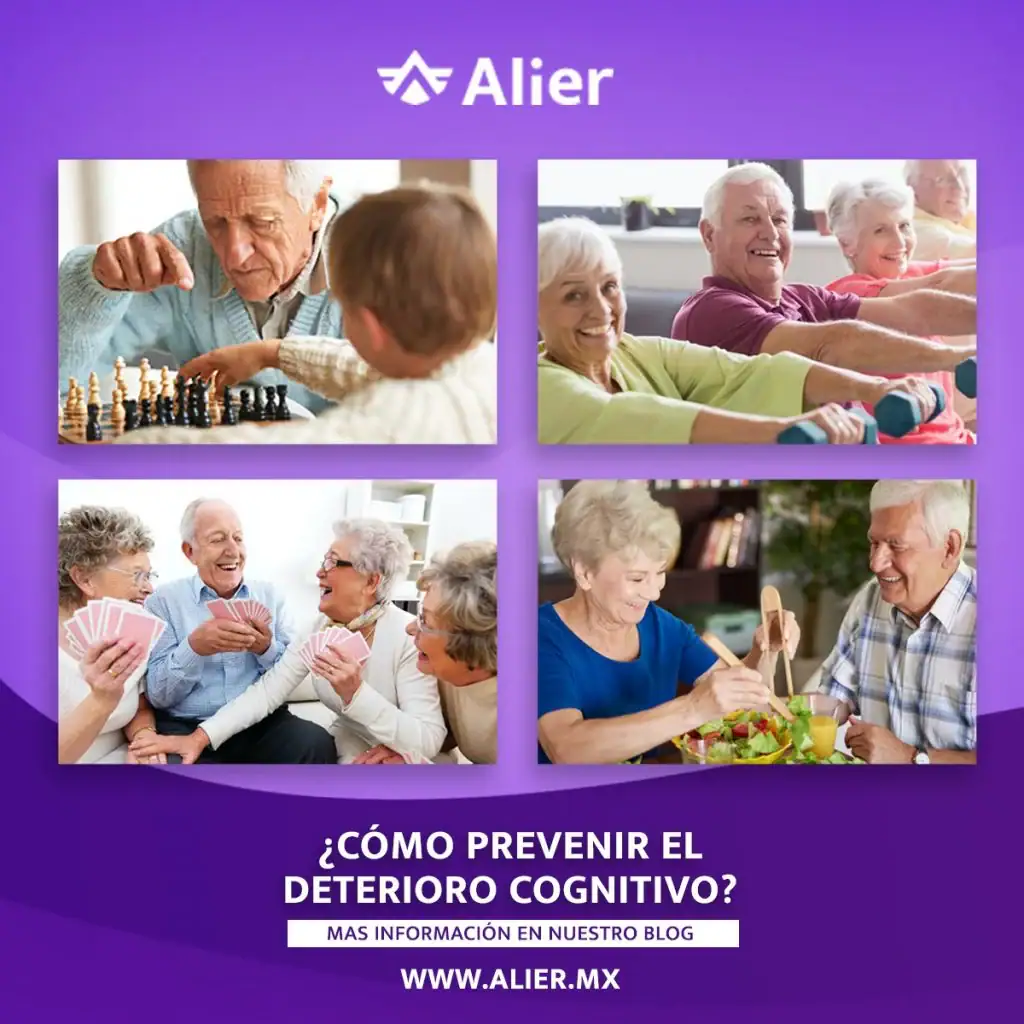 Adultos mayores pasando el rato jugando ajedrez, haciendo yoga, platicando o comiendo. Pañales para adultos. - ¿Cómo prevenir el deterioro cognitivo en la edad adulta mayor?