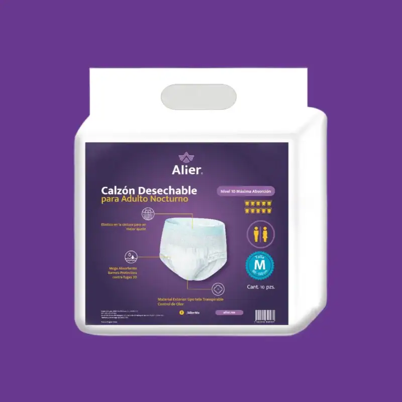 Calzón desechable para adulto. Talla: M. Alier® Pañales para Adultos.