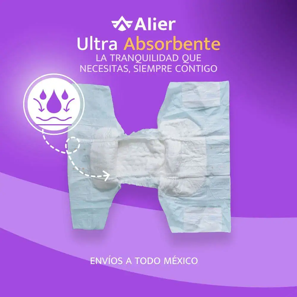Pañales para adultos ultra absorbente. Alier® Pañales para adulto en México.