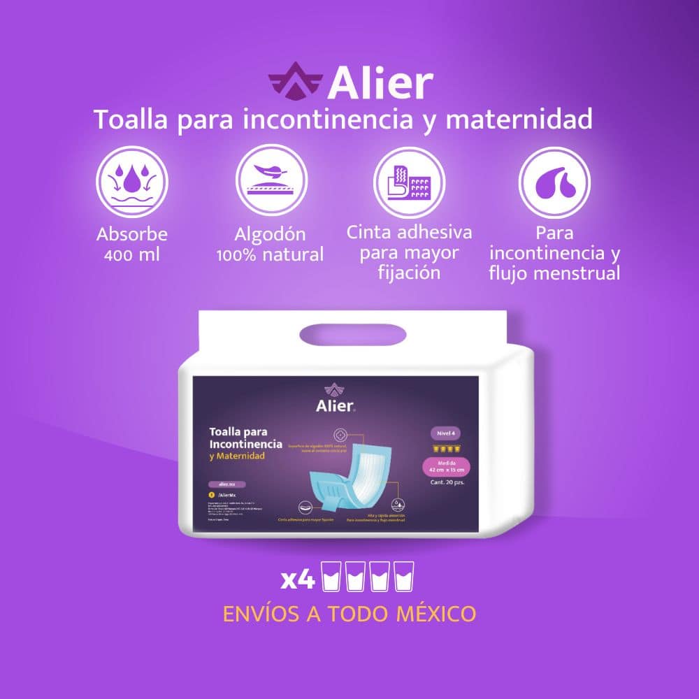Toalla para incontinencia y maternidad - Pañales para adultos en México. Alier®